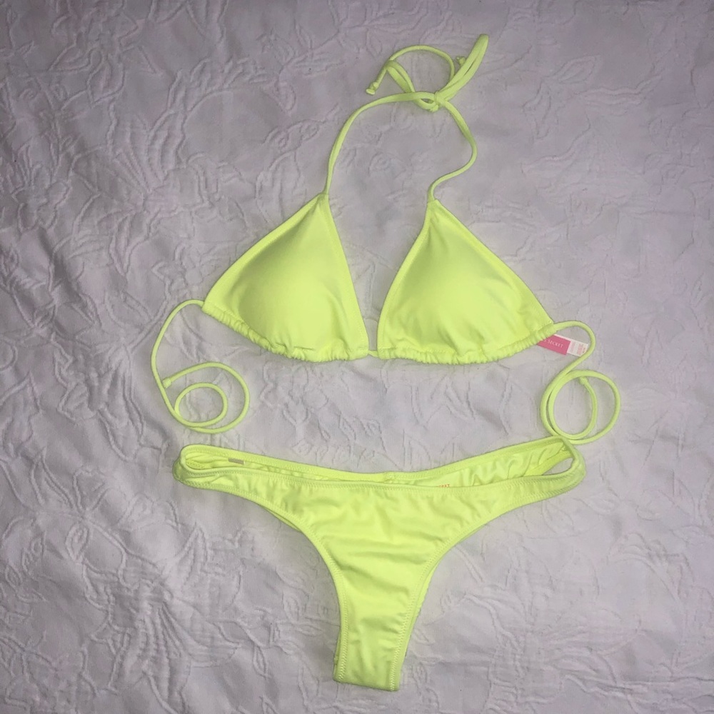 Victoria's Secret neon yellow swim suit NEW